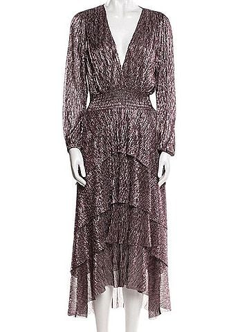 Maje Metallic Ruffled Maxi Dress Cocktail Dress (view 2)