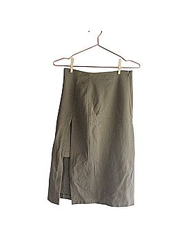 Babaton Olive Green Front-Slit Midi Skirt Casual Skirt (view 2)