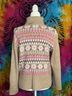 Fashion Bug 100% Acrylic Fair Isle Tan Pink Green White Pullover Sweater Size M - photo 3