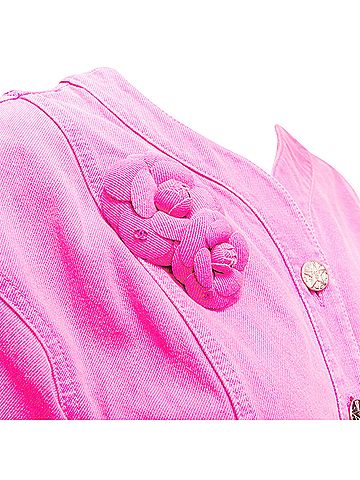 Chanel Chanel Neon Pink Denim Logo Jacket (view 2)