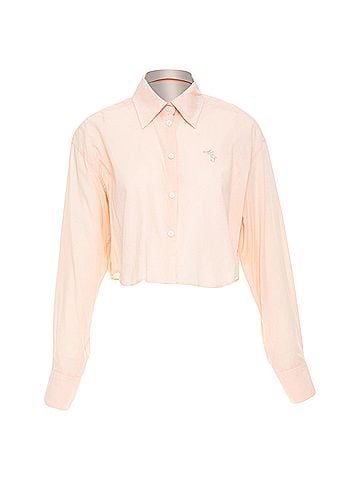 Acne Acne Studios 2023 Pink Cropped Logo Embroidery Shirt (view 1)