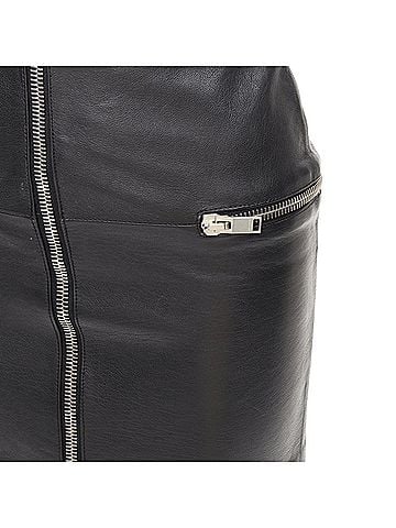 Saint Laurent Saint Laurent 2014 Black Leather Exposed Zip Skirt (view 2)