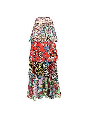 Christian Lacroix Christian Lacroix Tiered Paisley Patchwork Silk Skirt (view 1)