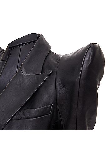Balmain Balmain Black Leather Gold Button Pagoda Jacket (view 2)