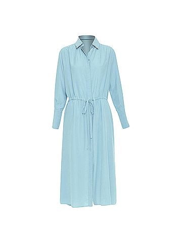 Joseph Joseph Blue Silk Drawstring Long Sleeve Shirt Dress (view 1)