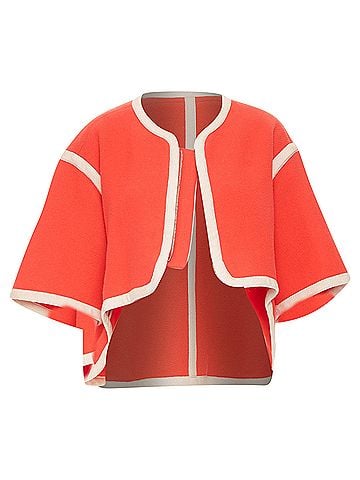 Chloé Chloe Orange Piping Zip Trim Wool Cape Jacket (view 1)