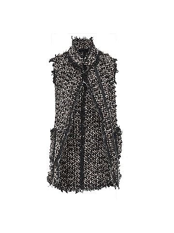 Lanvin Lanvin 2012 Beige Black Wool Blend Boucle Tweed Vest (view 1)