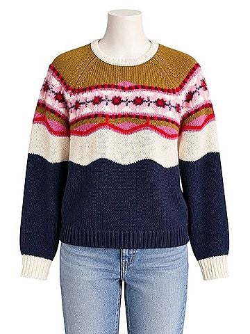 Anthropologie Field Flower Camellia Fair Isle Pullover Sweater (view 1)