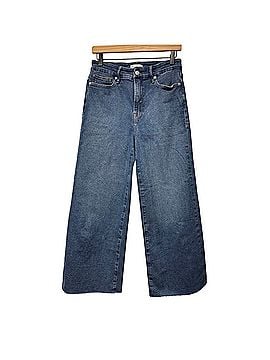 Good American 628 High Rise Wide Leg Crop Raw Hem Jeans (view 1)