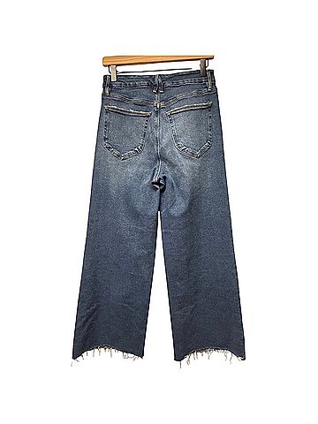 Good American 628 High Rise Wide Leg Crop Raw Hem Jeans (view 2)