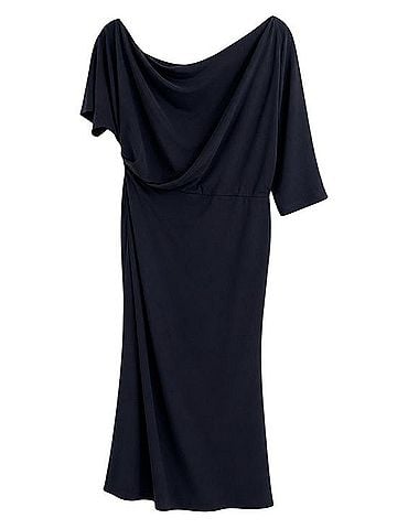 Aqua Navy Draped One Shoulder Gown Cocktail Dress (view 1)
