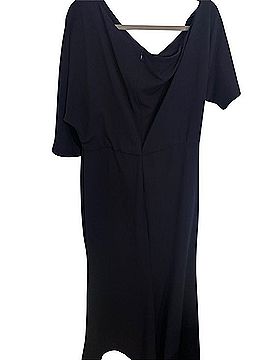 Aqua Navy Draped One Shoulder Gown Cocktail Dress (view 2)