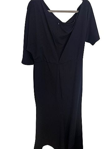 Aqua Navy Draped One Shoulder Gown Cocktail Dress (view 2)