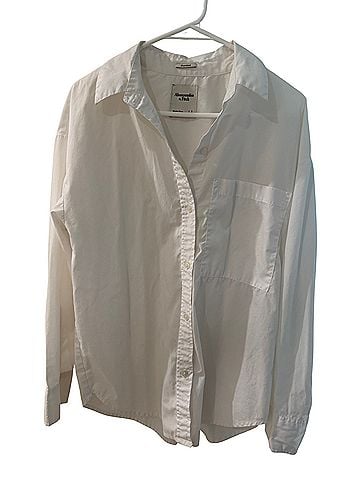 Abercrombie & Fitch Oversizdd White Poplin Button-Down Shirt Long Sleeve Button-Down Shirt (view 1)