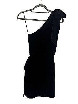 Something Navy One Shoulder Bow Mini Dress Cocktail Dress (view 2)