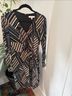 Etcetera Stripes Graphic Black Tan Blue Cocktail Dress Size 8 - photo 4