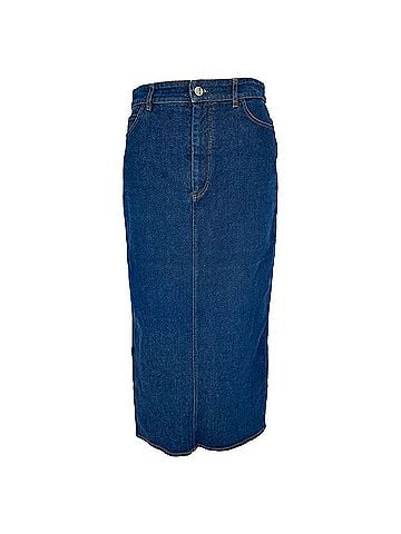 Victoria Beckham Victoria Beckham High-Rise Midi Denim Skirt in Blue Cotton (view 1)