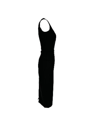 Victoria Beckham Victoria Beckham Sleeveless V-Neck Fitted Dress in Black Wool (view 2)