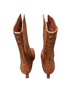 Sam Edelman Croc-Embossed Mid-Calf Kitten Heel Boots Boots (view 2)
