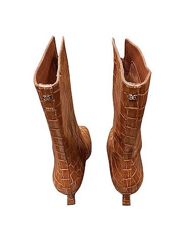 Sam Edelman Croc-Embossed Mid-Calf Kitten Heel Boots Boots (view 2)