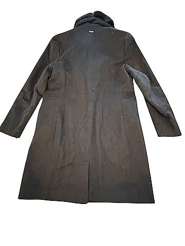 DKNY Detachable Faux Fur Shawl Wool Trench Coat (view 2)