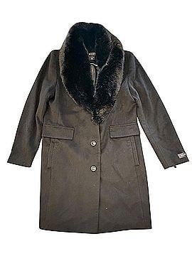 DKNY Detachable Faux Fur Shawl Wool Trench Coat (view 1)