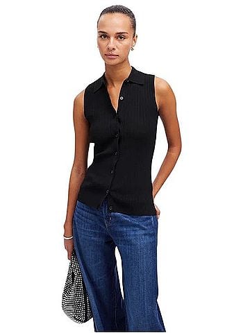 Madewell Signature Knit Button-front Top Vest Sleeveless T-Shirt (view 1)