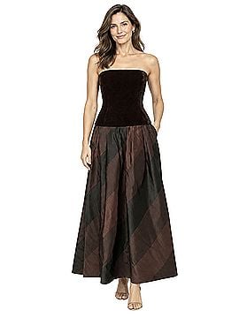AKRIS Brown Velvet Taffeta Cocktail Dress (view 1)