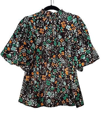 THML Floral Smocked Neck Puff Sleeve Top Blouse (view 2)