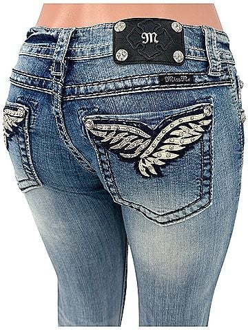 Miss Me 2012 Rhinestone Wing Distressed Skinny | McBling Trashy Y2K Early 2010s Tumblr Indie Sleaze Glam Jeans (view 1)