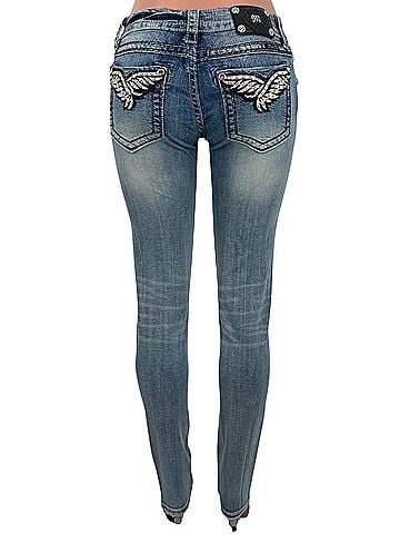 Miss Me 2012 Rhinestone Wing Distressed Skinny | McBling Trashy Y2K Early 2010s Tumblr Indie Sleaze Glam Jeans (view 2)