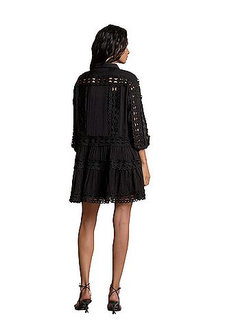 Elan Lace-Trim Tiered Mini Dress Casual Dress (view 2)