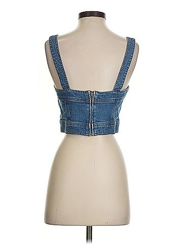 Madewell Madewell Cotton-Hemp Denim Supercrop Tank Top in Gabler Wash (view 2)