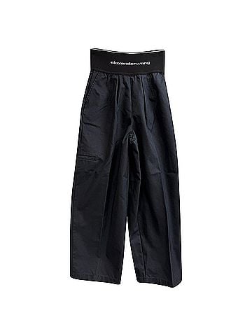 Alexander Wang Alexander Wang Logo Waistband Trousers in Black Cotton (view 1)