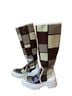 Zara Checkered-gingham Brown Tan Rain Boots Size 6 - photo 2