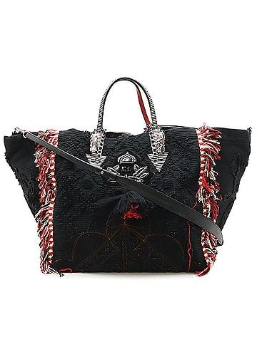Christian Louboutin Christian Louboutin Portugaba Tote Bag/Shoulder Bag, Canvas, Studded, Black, 395183 (view 2)