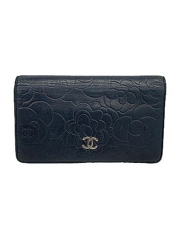Chanel Chanel long wallet, Camellia design, lambskin, black, women's. (view 1)