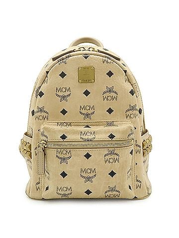 MCM MCM Visetos Stark Backpack Mini Rucksack Studded Coated Canvas Beige MMK6SVE41IG001 (view 1)