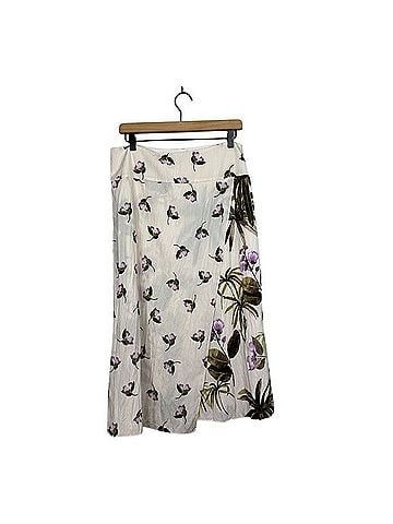 Vince. Tropical Garden Flower Palm Tree Print Silk Skirt (view 2)