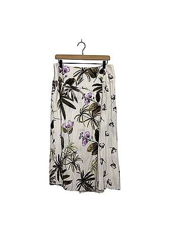 Vince. Tropical Garden Flower Palm Tree Print Silk Skirt (view 1)