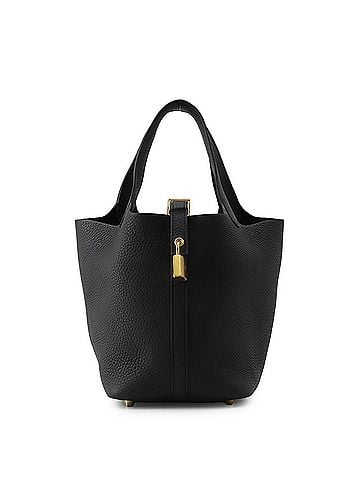 Hermès Hermes Picotin Lock PM handbag, black, Taurillon Clemence leather, K stamp, HERMES, Lock, Picotin, women's, HERMES (view 1)
