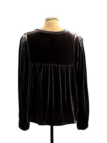 Garnet Hill Embroidered Velvet Top Long Sleeve Blouse (view 2)