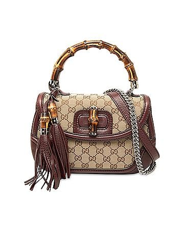 Gucci Medium GG Canvas New Bamboo Top Handle Bag (view 1)