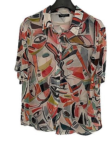 Lafayette 148 New York Silky Abstract Print Button-Down Shirt Short Sleeve T-Shirt (view 1)