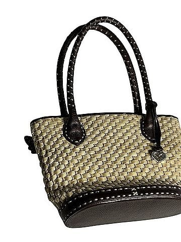 Brighton Straw Leather Basket Tote Bag Tote (view 2)