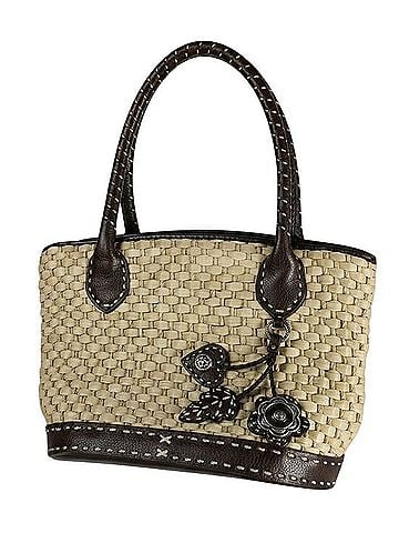 Brighton Straw Leather Basket Tote Bag Tote (view 1)