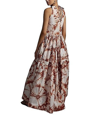 Anthropologie S/W/F Cotton Tie Dye V-neck Maxi Dress Cocktail Dress (view 2)