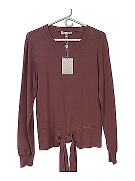 WAYF Mauve Tie-Front Long Sleeve Knit Top Casual Sweaters (view 2)
