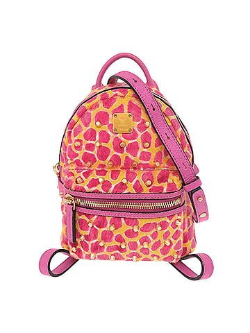 MCM MCM Animal Print Calf Hair Leather Pink Yellow Backpack Daypack 0647MCM (view 1)