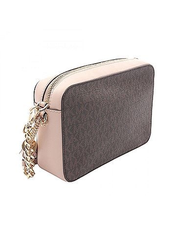 Michael Kors Michael Kors GINNY Medium Shoulder Bag/Handbag, Coated Canvas and Leather, Women's, Brown/Pink, 32F8GF5M2B (view 2)